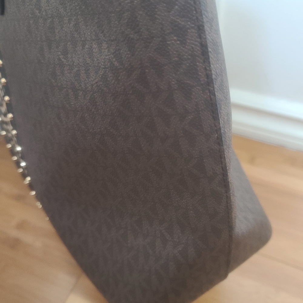 MICHAEL KORS Eliza Large East West Open Tote Purse Handbag, Brown, New - Picture 5 of 16